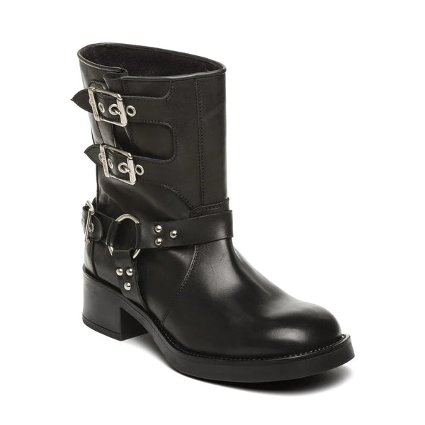 BECASE BOOT BLACK LEATHER - Steve Madden Polska