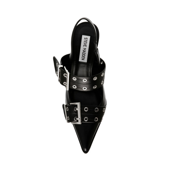 RIESLING SLINGBACKS BLACK LEATHER - Steve Madden Polska