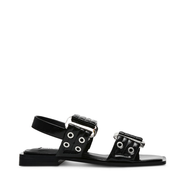 SARIA FLAT SANDALS BLACK PATENT - Steve Madden Polska