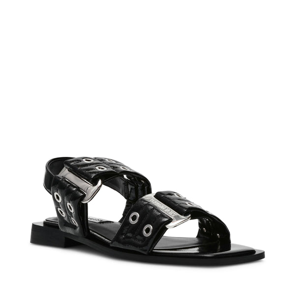 SARIA FLAT SANDALS BLACK PATENT - Steve Madden Polska