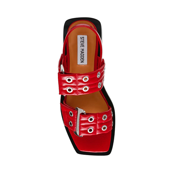 SARIA FLAT SANDALS RED PATENT - Steve Madden Polska