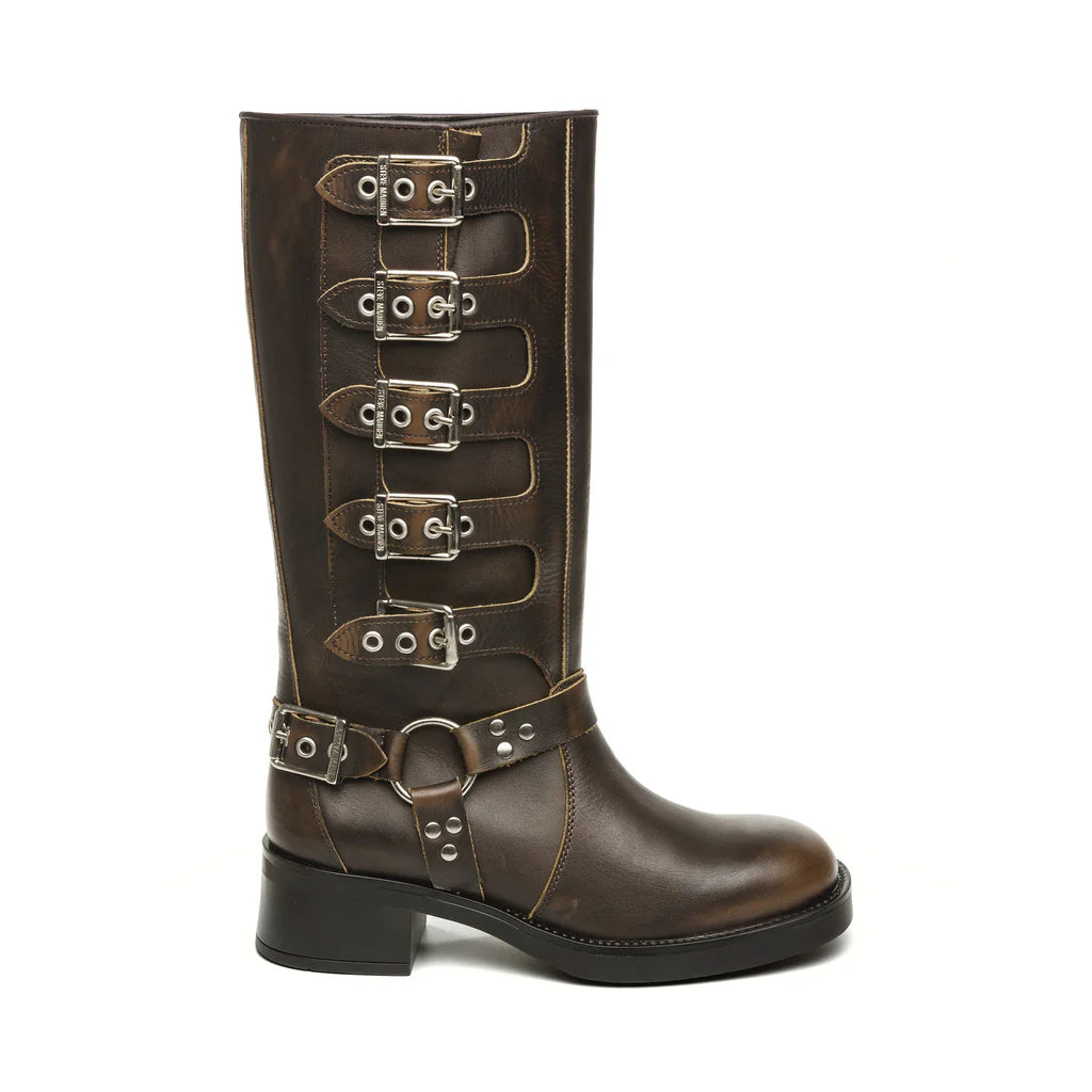 BATTLE BOOT BROWN LEATHER